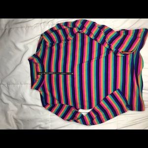 Almost Famous Tops - Colorful Striped Quarter-Zip turtle neck top❤️💙 Almost Famous Tops - Colorful Striped Quarter-Zip turtle neck top❤️💙